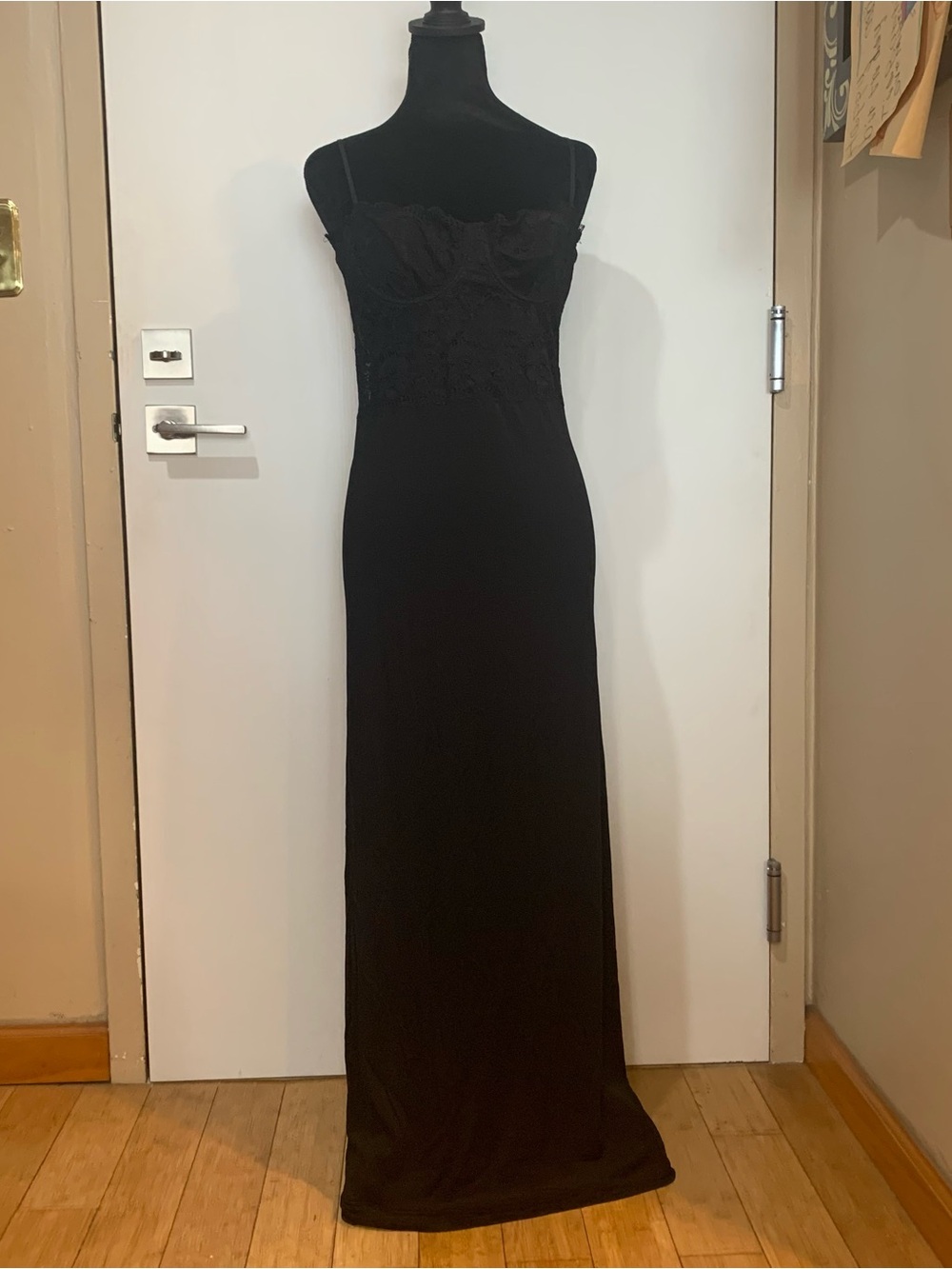 ZARA NWT LARGE Elegant Black Lace Bodice Maxi Dress - Sleeveless Evening Gown